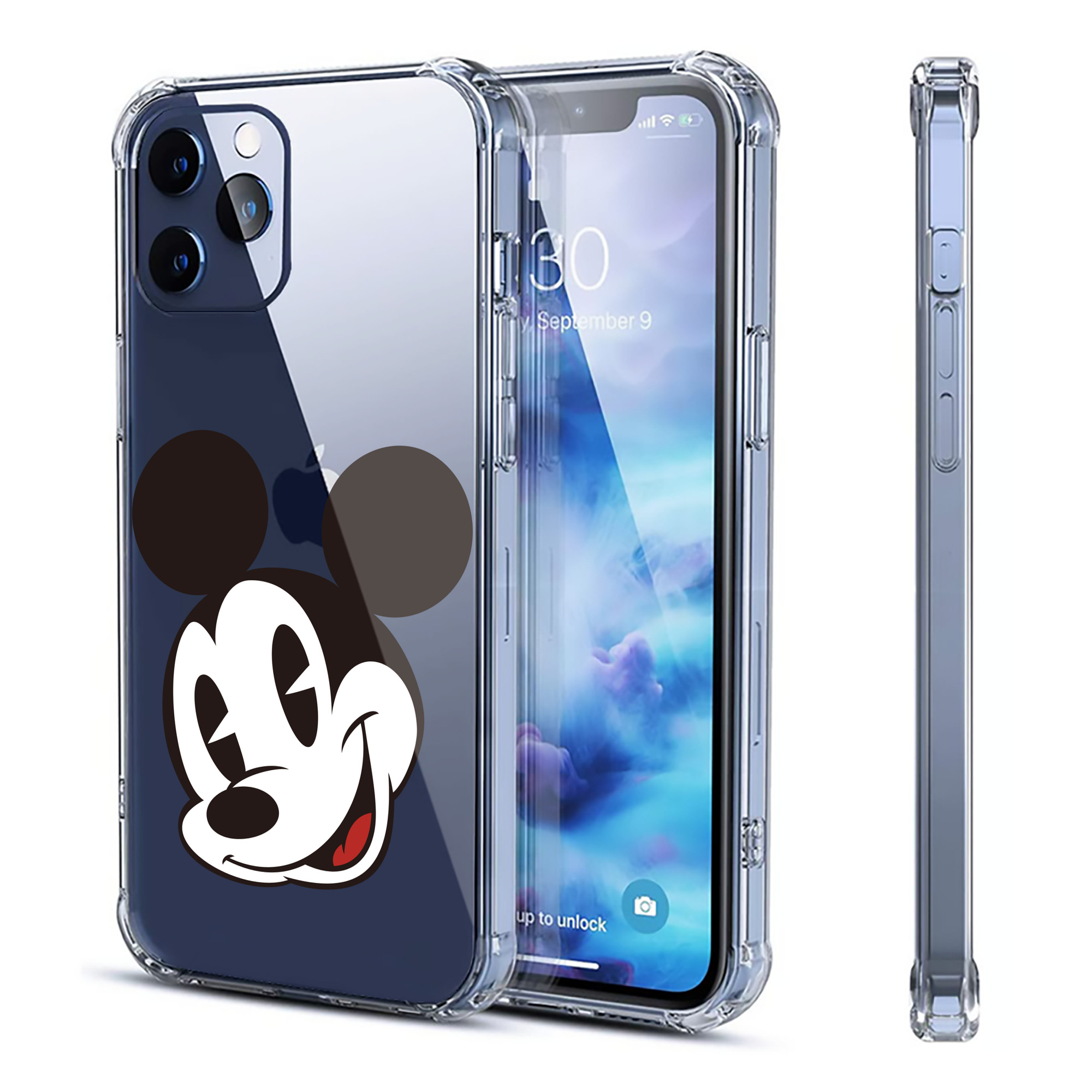 （画像用） ミッキーマウス Mickey Mouse 【iPhone 12シリーズ対応】透明スマホケース（クリアソフトケース）